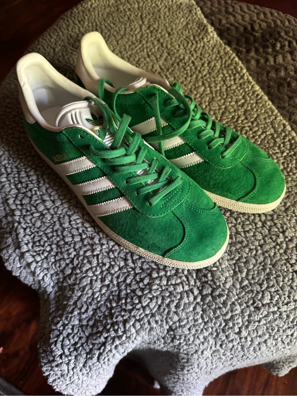 adidas Gazelle Green Suede Sneakers with White Stripes - Picture 8 of 8